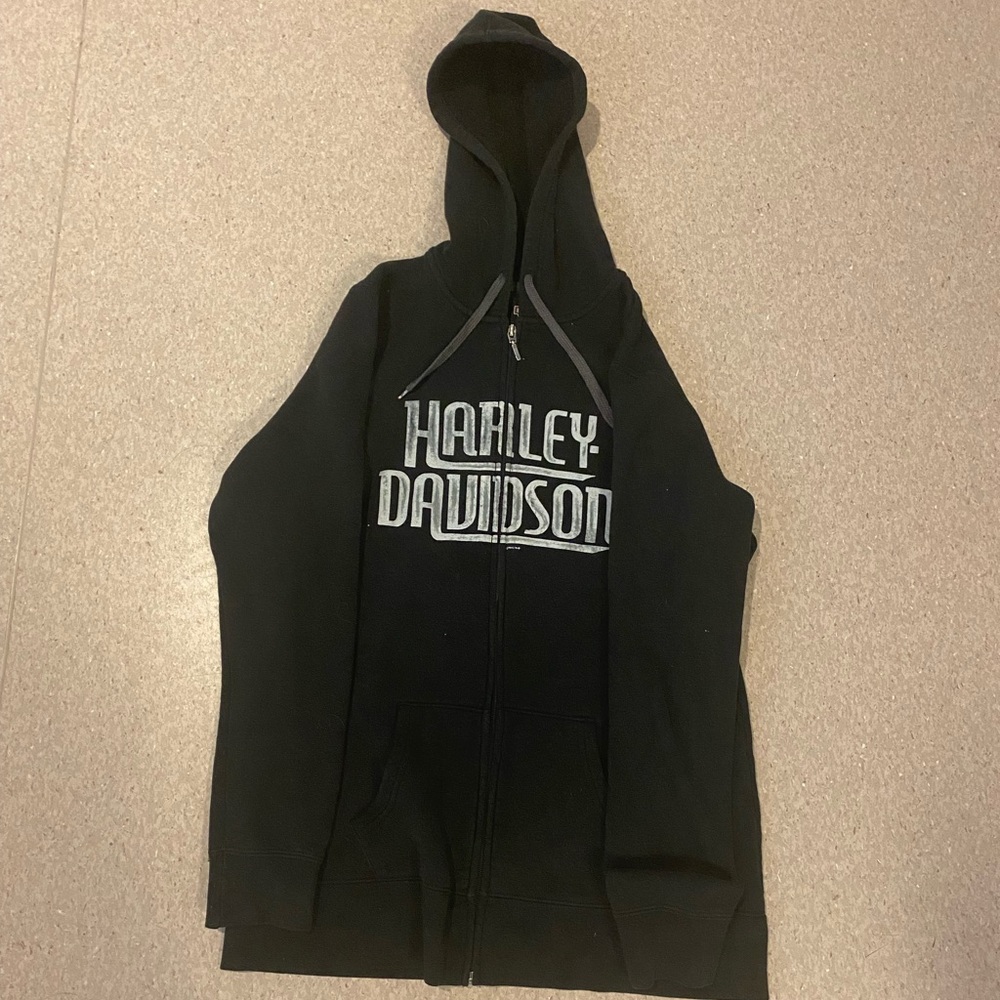 Used But Not Abused Authentic Harley Davidson Zip-Up Hoodie, unisex sz lrg.